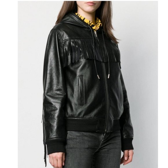 NWT Saint Laurent YSL Fringe Leather Jacket - Picture 1 of 16